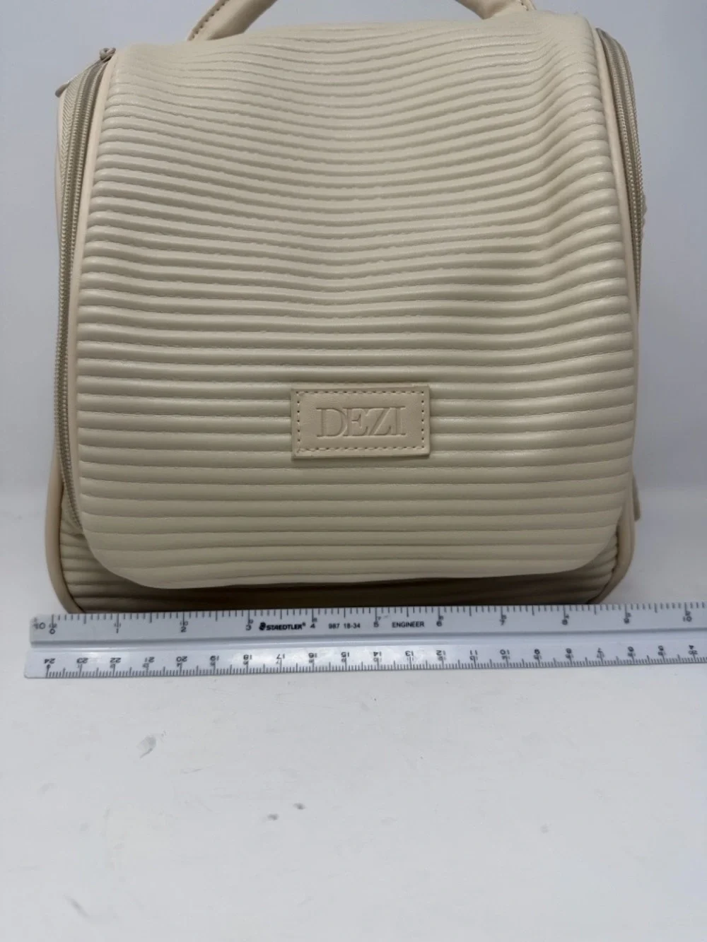 DEZI Ivory Ribbed Top-Handle Backpack - Picture 7 of 9